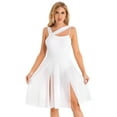 thumbnail image 1 of TTAO Lyrical Ballet Women Mesh Color Block Leotard Dresses Modern Contemporary Dance Costume White XL, 1 of 7