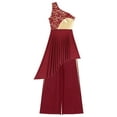 thumbnail image 1 of TTAO Womens Lace Patchwork One Shoulder Sleeveless Praise Dance Dress With Pants Church Worship Dancewear Burgundy S, 1 of 7