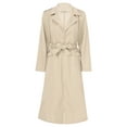 thumbnail image 1 of TTAO Womens Lapel Trench Coat Open Front Belted Long Peacoat Jacket Classic Windproof Overcoat Beige S, 1 of 7