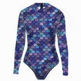 thumbnail image 1 of TTAO Womens One Piece Swimsuit Fish Scale Print Tummy Control Bathing Suit Rash Guard Swim Shirts Blue 3XL, 1 of 2