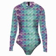 thumbnail image 1 of TTAO Womens One Piece Swimsuit Fish Scale Print Tummy Control Bathing Suit Rash Guard Swim Shirts Green 3XL, 1 of 2