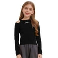 thumbnail image 1 of TTAO Youth Girls Hip-Hop Clothes Cold Shoulder Pullover Crop Top Letter Embroidery Round Neck Tees Athletic Shirts Black 12-13, 1 of 5