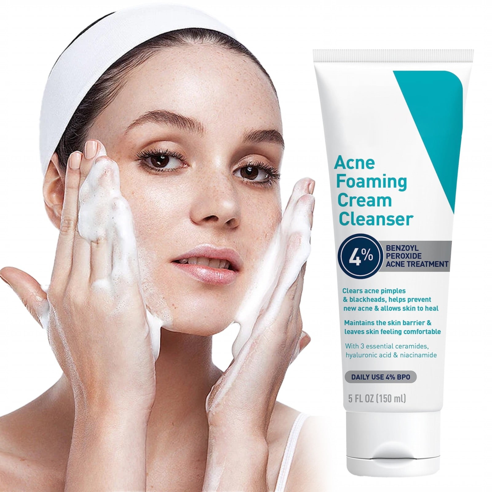 TTAUHJUT Foaming Cleanser Face Wash With 4 Benzoyl Peroxide And To