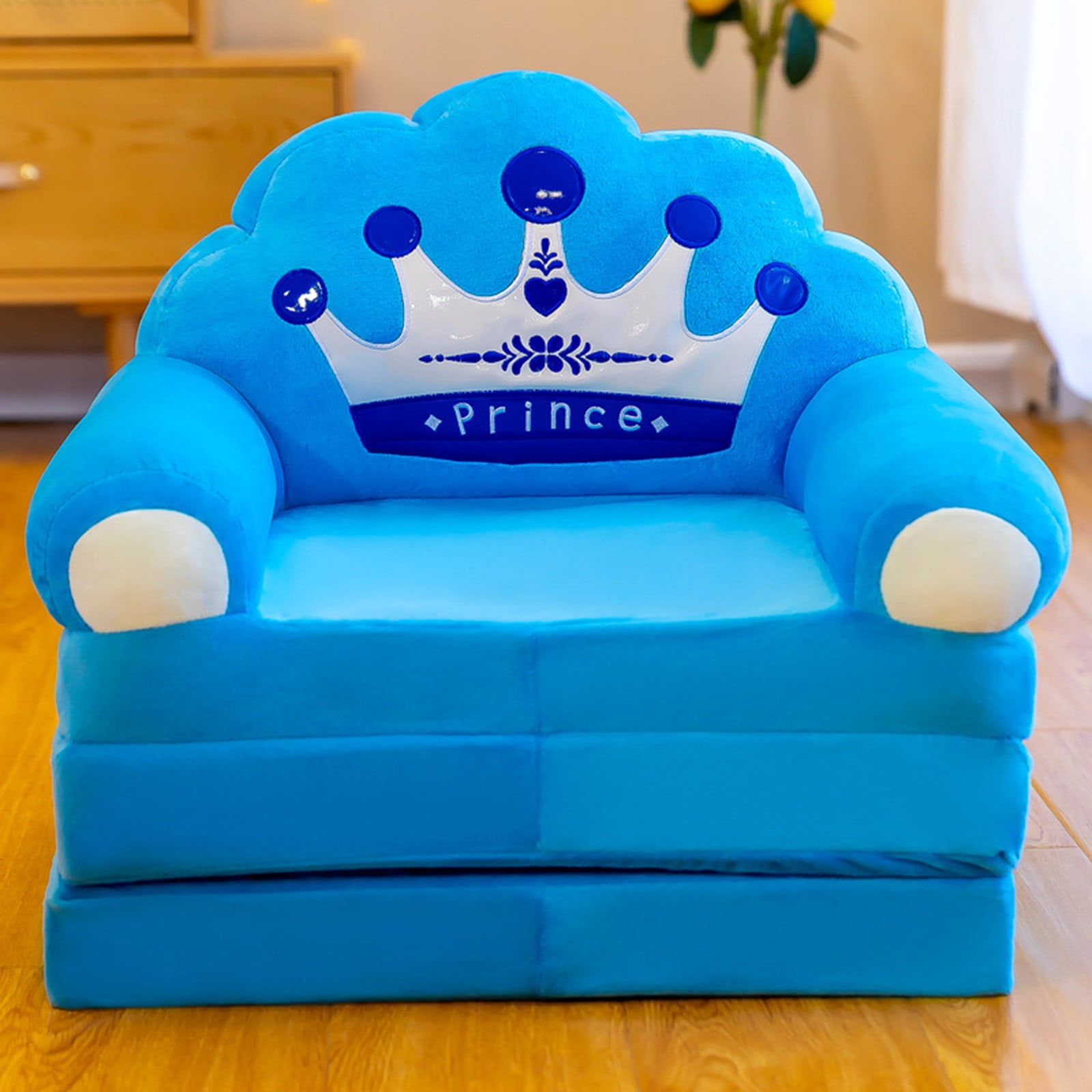 TTAUHJUT Plush Foldable Kids Sofa Backrest Armchair 2 In 1 Foldable ...