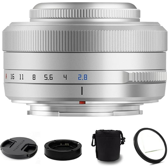 TTArtisan 27mm F2.8 f/2.8 XF-Mount Auto Focus APS-C STM Lens for Fujifilm Fuji X-Mount Cameras X-T10 X-T2 X-T20 X-T30 X-T3 X-T4 X-T5 X-T100 X-T200 X-T30 X-PR01 X-PR02 X-PR03 X-E4 -Silver