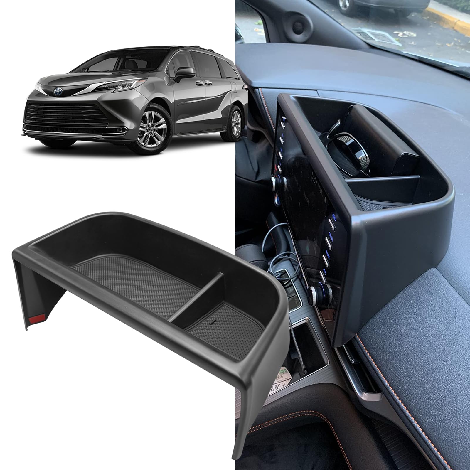 Organisateur Central Pour Audi A3 8Y (2021-2025) - Boîte De Rangement Accoudoir - ABS + PC - Avec Tapis Antidérapant