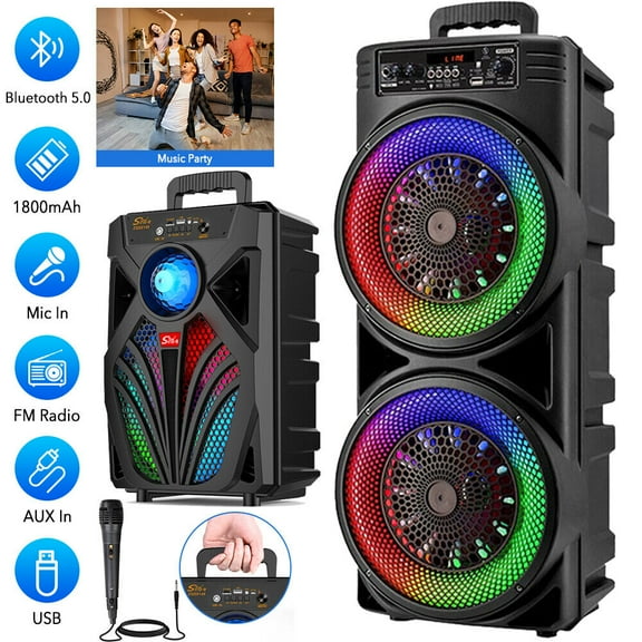 TTD-2807 LED Lighting Bluetooth Portable Speaker with Accessories Included, Black, SYYV259AB