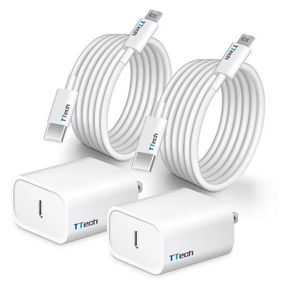 2-PACK [Apple MFi Certified] iPhone Fast Charger, 20W PD Type C Power Wall Charger Travel Plug with 6FT USB C to Lightning Quick Charge Sync Cord Compatible for iPhone 13/12/11/XS/XR/X 8/SE 2020/iPad
