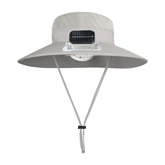 TTETTZ Children Outdoor Fan Hat Solar Powered Summer Travel Hat Versatile Wide Brim for Light Gray
