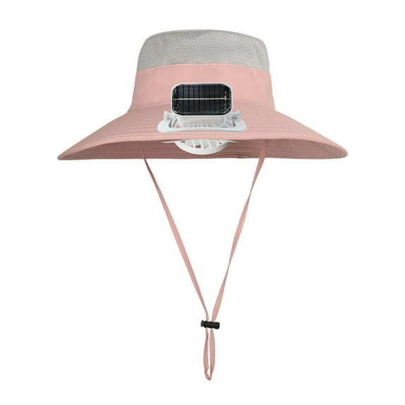 TTETTZ Children Outdoor Fan Hat Solar Powered Summer Travel Hat Versatile Wide Brim for Pink