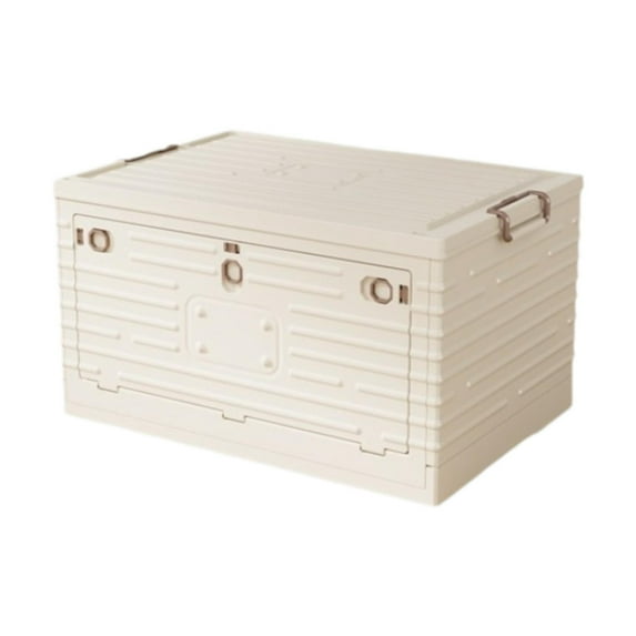 TTETTZ Foldable Storage Bin with Lid and Handle Case for Traveling Barbecue Fishing White