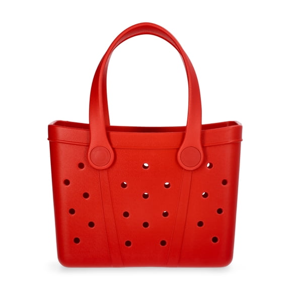 Time and Tru Women's Lightweight Mini Beach Tote Bag, Red