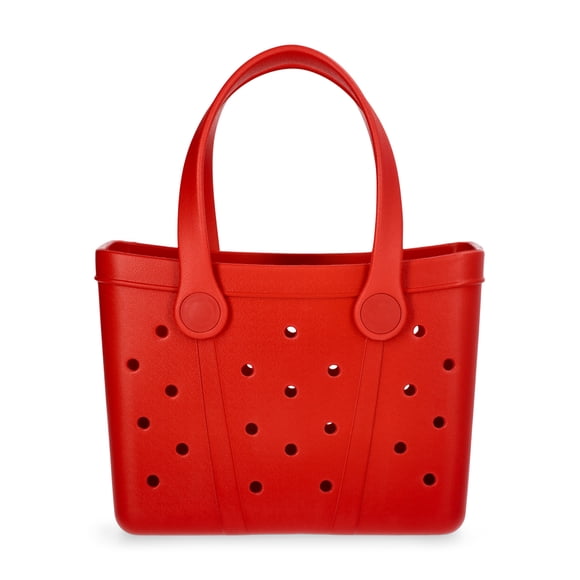 Time and Tru Women's Waterproof EVA Mini Beach Tote Bag, Red