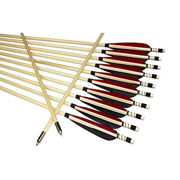 TTFLY FLETCHING 32 Inch Wooden Arrows Practice Hunting Targeting Wood Arrow Parabolic Turkey Feathers Archery for Recurve Longbow$$Other