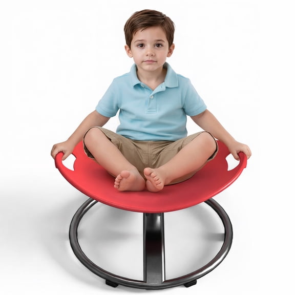 TTFP Sensory Swivel Chair for Autistic Kids 3-10, 360 Degree Spinning, Red (Set of 1)