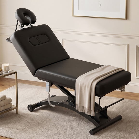 TTGIEET 550 lbs Electric Lift Massage Table, Height Adjustable Spa Esthetician Bed with Remote Control, 55° Adjustable Backrest, Black