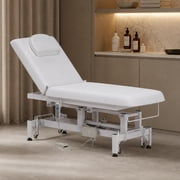 TTGIEET Professional Electric Lift Massage Table, Fully Adjustable Esthetician Bed with 3 Motors, Heavy-Duty Spa Facial Chair for Salons & Treatment Rooms, White