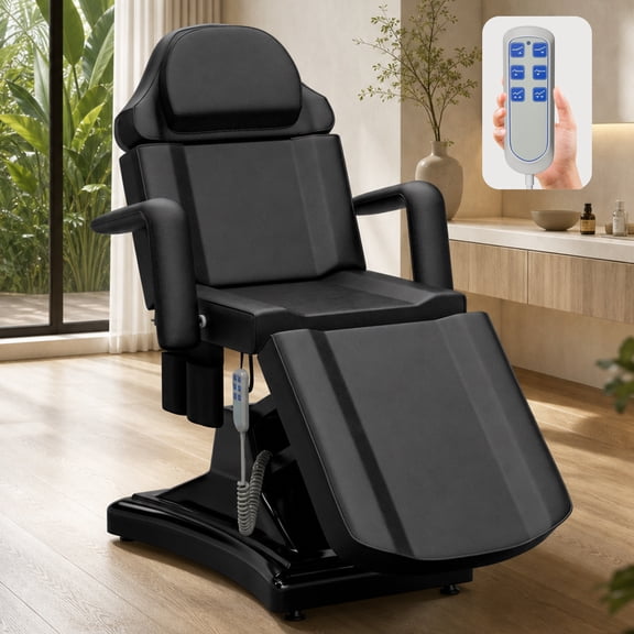 TTGIEET Fully Electric Esthetician Bed with 3 Motors, Adjustable Spa Facial Chair Massage Table for Tattoo, Lash Extensions, Waxing, Skincare & Beauty Salon, Black