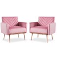 thumbnail image 1 of TTGIEET Modern Velvet Accent Chair Set of 2, Upholstered Tufted Armchair with Golden Metal Legs Single Sofa Reading Club Chair for Living Room Office (Pink), 1 of 7