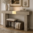 thumbnail image 1 of TTGIEET Wooden Console Table with Light, 60-Inch Farmhouse Entryway Table for Entrance, Sofa Table Behind Couch for Living Room , Oak Brown, 1 of 8