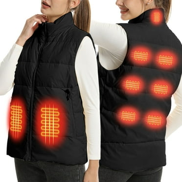 TTHXQING Black Heated Vest for Men Winter Quilted Heated Vest Insulated Hiking Zip Heated Vest M