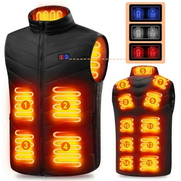 TTHXQING Black Women Vest Zip Washable Heated Vest Slim Fit Insulated Running Heated Vest XL