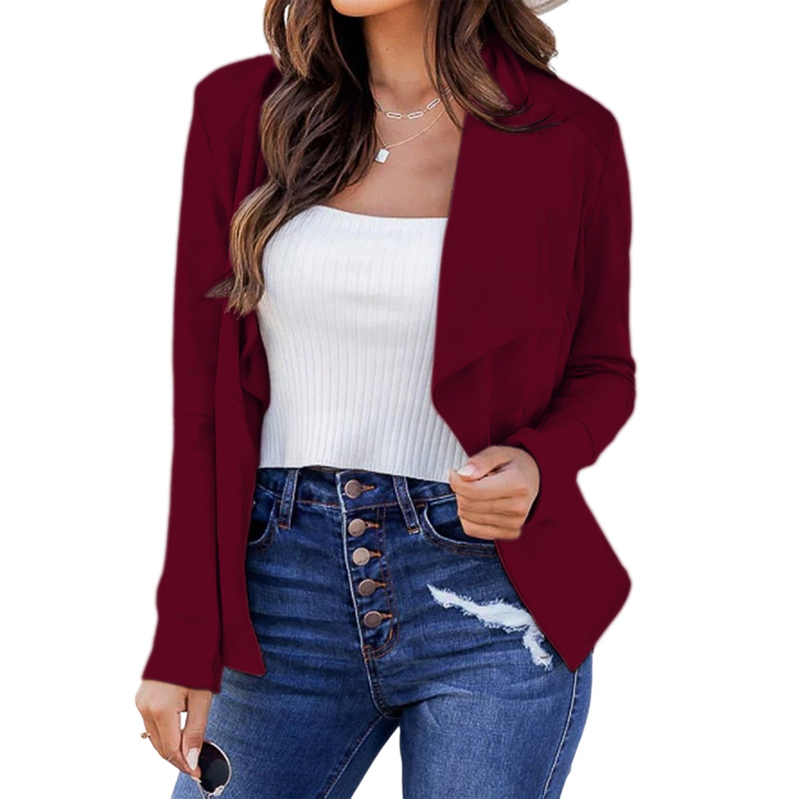 Women's Oversized Relaxed Fit Blazer Lightweight Business Work Blazer L ...