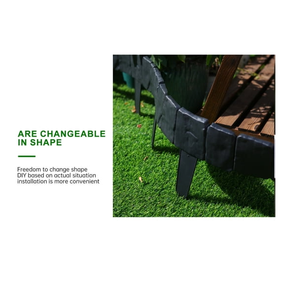 TTJ 10-Pack Plastic Garden Border Edging Fence 4 in Decorative Lawn Edge Panel Durable Weather-Resistant Landscape Edging For Flower Beds Pathways Yard Garden Landscape Bordering