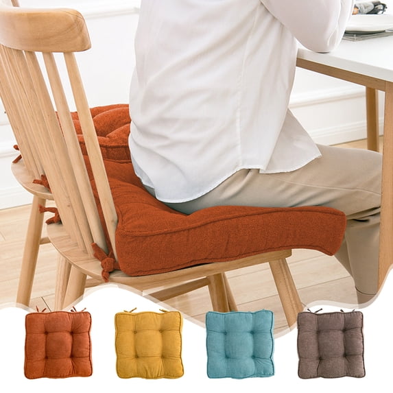 TTJ 17.7 in Tufted Corduroy Plush Square Seat Cushion Thickened Non Slip Dining Chair Pad Soft Breathable Washable Tatami Cushion For Living Room Office Home