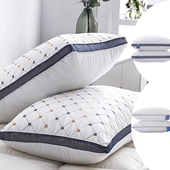 TTJ 2-Pack Hotel-Grade High Resilience Pillow Cores Soft Supportive Bed Pillows Breathable Hypoallergenic Down Alternative Fill Washable Covers Included Hotel Pillow Set