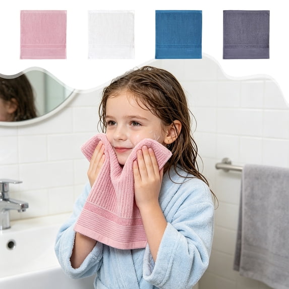 TTJ 2-Pack Small Cotton Washcloths Highly Absorbent Lint-Free Face Towels With Hanging Loop Quick-Dry Makeup Remover Travel Bathroom Hand Face Towels For Men And Women