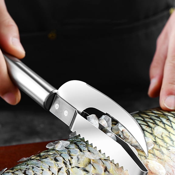 TTJ 2 in 1 Stainless Steel Scale Remover and Dissection Tool Multifunctional Kitchen Knife for Fish Poultry and Meat Prep