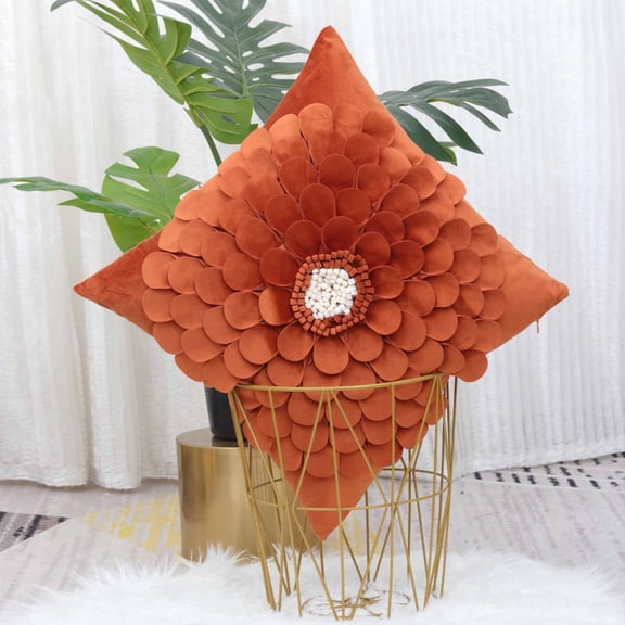 TTJ 3D Floral Embossed Cushion Cover 17.7x17.7 in Textured Decorative Pillowcase Soft Breathable Modern Home Accent For Sofa Bed