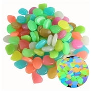 TTJ 50pcs Luminous Glowing Pebbles 1 cm Glow-In-The-Dark Decorative Stones Aquarium Garden Path Landscaping Night Glow Pebble Stones Safe For Planters Walkway Craft Decor Ambient Lighting