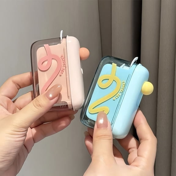 TTJ Automatic Floss Pick Dispenser Portable Travel Toothpick Case Cute Compact Dental Floss Holder Auto-Eject Tooth Flossing Tool for Home Office Travel Oral Care