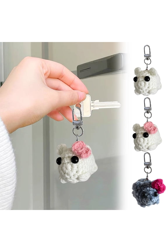Bag Charm Keychain Small Gifts Hamster Keychain With Hand Knitted Hamster Toy Friend for Friends, Couples and Matching Sets