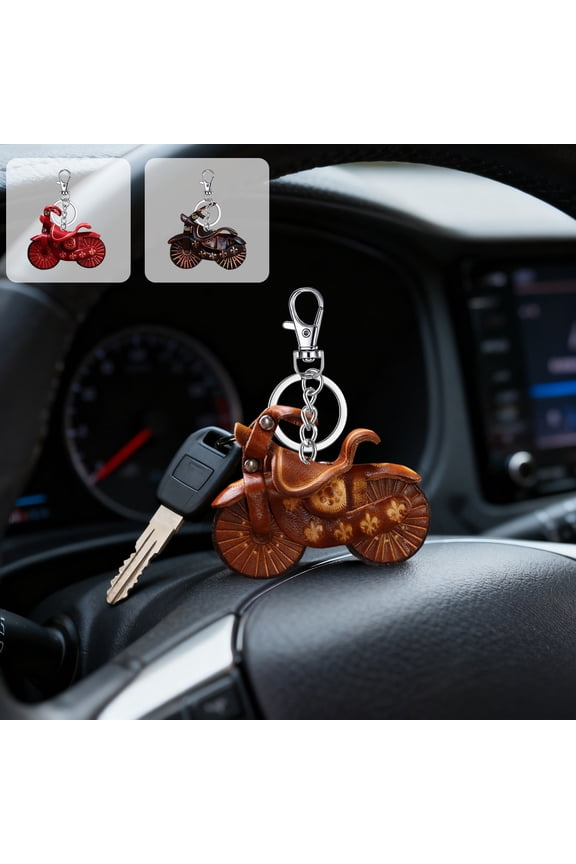 Bag Charms Plush Keychain Gift 1 PC Keychain Made Of Cowhide Material Mini Motorcycle Shaped Keychain Personalized Hanging Decoration Cute Little Gift