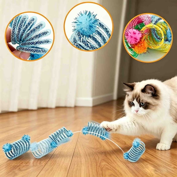 TTJ Cat Toys Cat Gifts Cat Spring Hunting Toy Indoor Bouncing Tube Toy Interactive Chase Ball and Spring Play Accessory for Active Cats