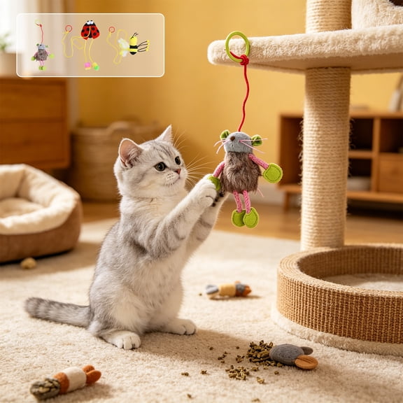 TTJ Cats Toys for Indoor Cats Toys for Cats Pull String Animals Toy A Selfs Amusing Bouncing Mouse This Interactive Cats Toy Is Perfectly for Cats To Play with At Home