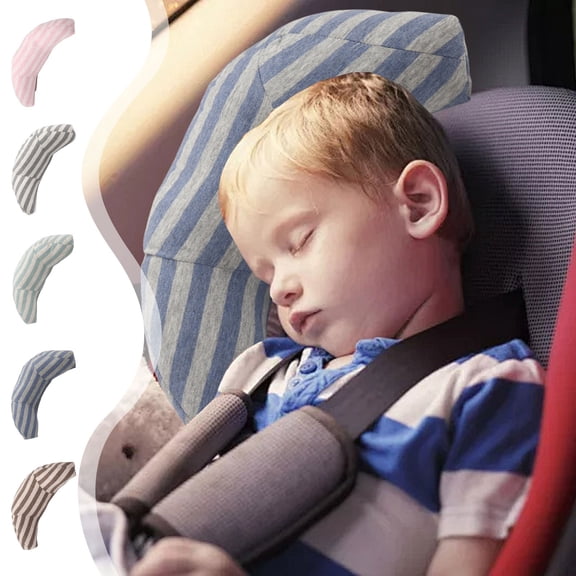 TTJ Children Neck Support Travel Pillow With Shoulder Pad Soft Striped Neck Rest For Car Plane Napping Ergonomic Comfortable Breathable Washable Cover For Toddler Travel Sleep