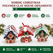 TTJ Christmas Decoration Christmas Polymer House Ornament Set Hand Crafted Mini Gingerbread Pendants With Hanging Rope Festive Tree Decor for Holiday Display