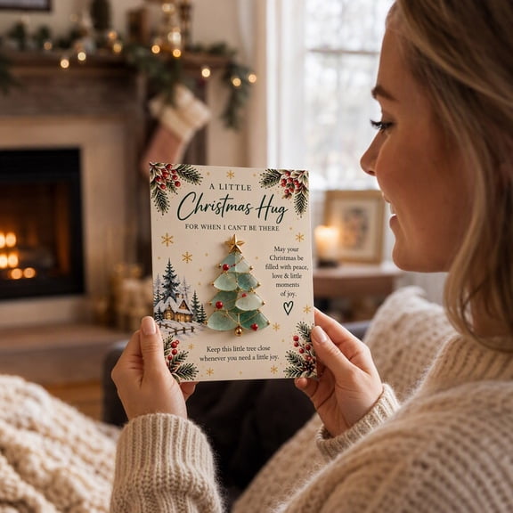 TTJ Christmas Pocket Sea Glass Memorial Card Tree Keepsake Gift