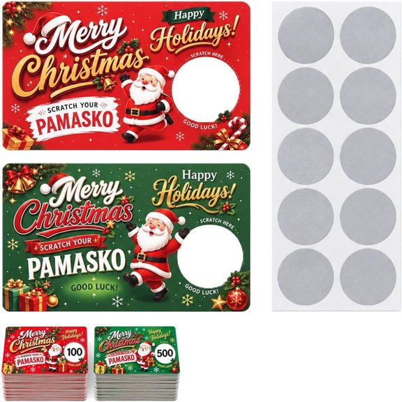 TTJ Christmas Scratch Cards, Holiday Party Game Draw Surprise for Festive Gathering