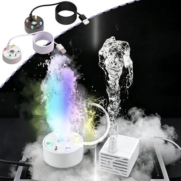 TTJ Colorful LED Water Atomizer Mist Maker Fogger, Automatic Indoor Outdoor Landscape Fog Machine, Spooky Accent Prop For Halloween Yard Garden Party Holiday Decorations
