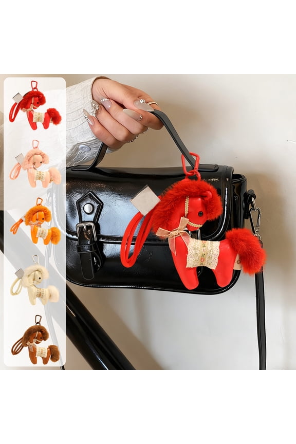 Cute Bag Charms Key Chain Small Gift Ideas Year Of The Horses Mascots Plushes Toy Keychain And Realistic Little Horse Zodiacs Animals Plushes Toy Backpack C Harm Doll