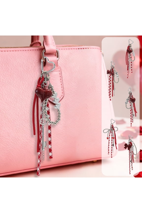 Cute Keychain Gift for Her Bag Charms for Handbags Red Bow Miu Bag Accessories Car Keychain for Friends, Couples and Matching Sets