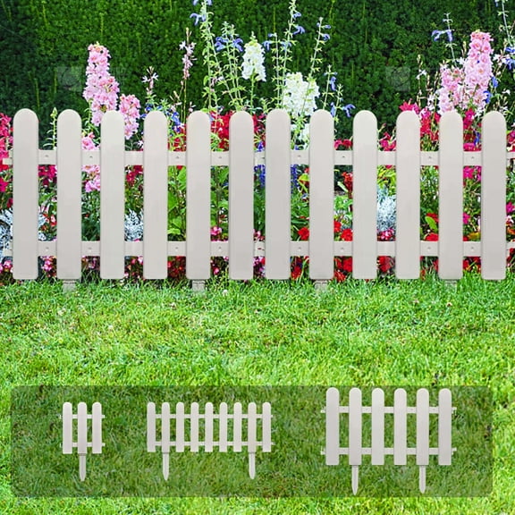 TTJ Decorative Garden Fence Decorative Fences White Plastic Garden Fence Picket Fence Edgings For Lawns Flowerbeds Plants Borders Decorative Yard
