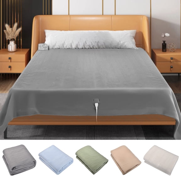TTJ Dual-Zone Electric Heated Mattress Pad With Remote Control Double Thermal Blanket Under Mattress Temperature Control Safety Auto Shutoff Washable Electric Blanket