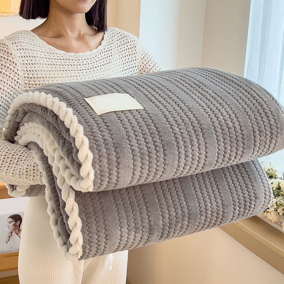 TTJ Extra Thick Double-Layer Flannel Fleece Blanket Plush Nap Throw Soft Warm Oversized Sofa Bed Office Travel Machine Washable Cozy All-Season Blanket, Throw Blanket