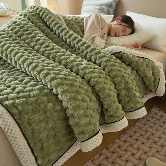 TTJ Extra Thick Double-Layer Flannel Fleece Blanket Soft Insulated Nap Throw Plush Warm Machine Washable Cozy Multiuse Sofa Bed Blanket For Home And Office Relaxation